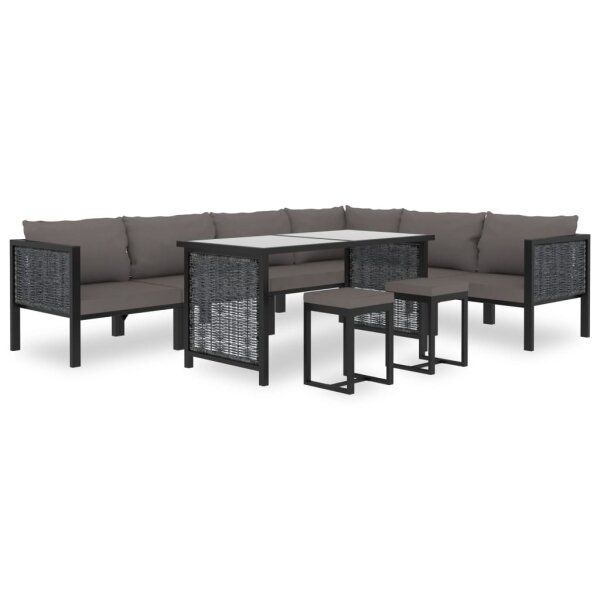 vidaXL 9-tlg. Garten-Lounge-Set mit Auflagen Poly Rattan Anthrazit