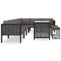 vidaXL 9-tlg. Garten-Lounge-Set mit Auflagen Poly Rattan Anthrazit