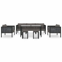 vidaXL 8-tlg. Garten-Lounge-Set mit Auflagen Poly Rattan Anthrazit