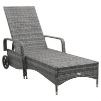 vidaXL Sonnenliege mit R&auml;dern Poly Rattan Anthrazit