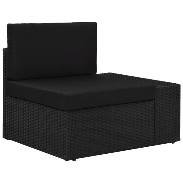 vidaXL Modulares Sofa-Eckteil mit Armlehne (links) Poly Rattan Schwarz