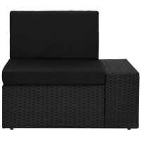 vidaXL Modulares Sofa-Eckteil mit Armlehne (links) Poly Rattan Schwarz