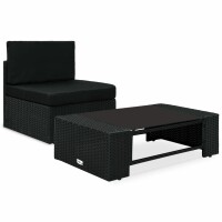 vidaXL 2-tlg. Garten-Lounge-Set Poly Rattan Schwarz