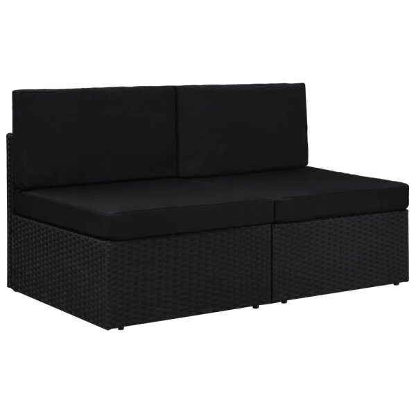 vidaXL Modulares 2-Sitzer-Sofa Poly Rattan Schwarz