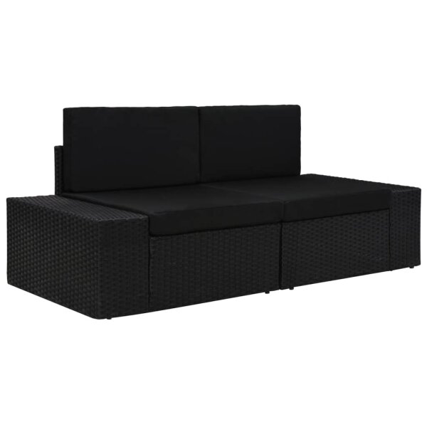 vidaXL Modulares 2-Sitzer-Sofa Poly Rattan Schwarz