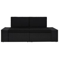 vidaXL Modulares 2-Sitzer-Sofa Poly Rattan Schwarz