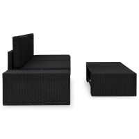 vidaXL 3-tlg. Garten-Lounge-Set Poly Rattan Schwarz