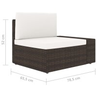 vidaXL Modulares Sofa-Eckteil mit Armlehne (links) Poly Rattan Braun