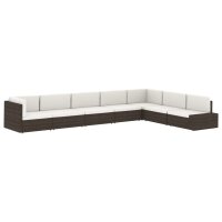 vidaXL Modulares Sofa-Eckteil mit Armlehne (links) Poly Rattan Braun