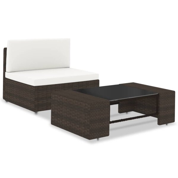 vidaXL 2-tlg. Garten-Lounge-Set Poly Rattan Braun