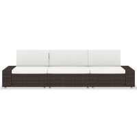 vidaXL Modulares 3-Sitzer-Sofa Poly Rattan Braun