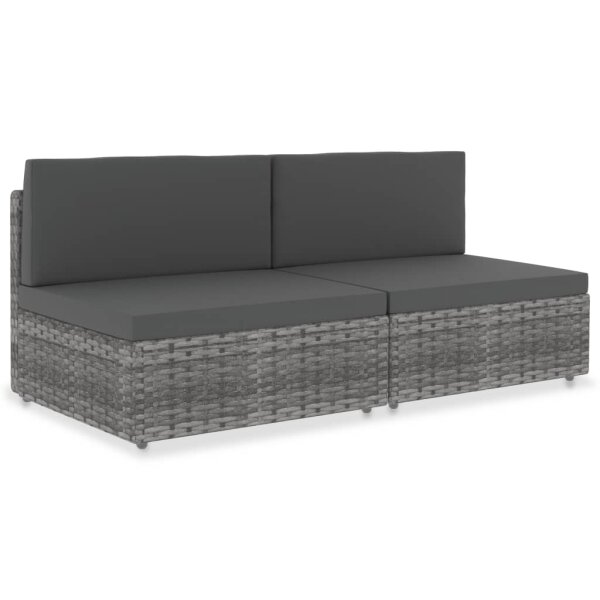 vidaXL Modulares 2-Sitzer-Sofa Poly Rattan Grau