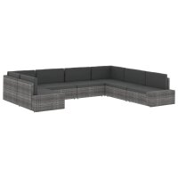 vidaXL Modulares 2-Sitzer-Sofa Poly Rattan Grau