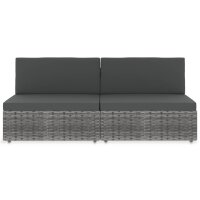 vidaXL Modulares 2-Sitzer-Sofa Poly Rattan Grau