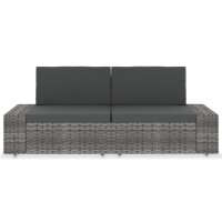 vidaXL Modulares 2-Sitzer-Sofa Poly Rattan Grau