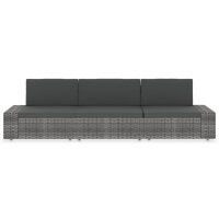 vidaXL Modulares 3-Sitzer-Sofa Poly Rattan Grau