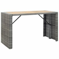 vidaXL 7-tlg. Gartenbar-Set mit Auflagen Poly Rattan Grau