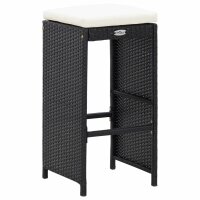 vidaXL 5-tlg. Garten-Bar-Set Poly Rattan und Glas Schwarz