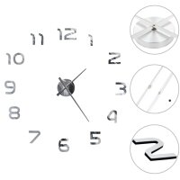 vidaXL 3D-Wanduhr Modernes Design 100 cm XXL Silbern