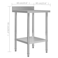 vidaXL K&uuml;chen-Arbeitstisch mit Aufkantung 60 x 60 x 93 cm Edelstahl