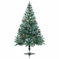 vidaXL K&uuml;nstlicher Weihnachtsbaum mit Tannenzapfen gefrostet 150 cm