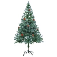 vidaXL K&uuml;nstlicher Weihnachtsbaum mit Tannenzapfen gefrostet 150 cm