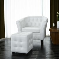 WOWONA Sessel mit Fu?hocker Wei? Kunstleder