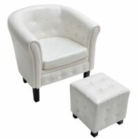 WOWONA Sessel mit Fu?hocker Wei? Kunstleder
