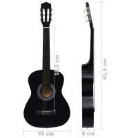 vidaXL Klassikgitarre f&uuml;r Anf&auml;nger und Kinder Schwarz 3/4 36&quot;