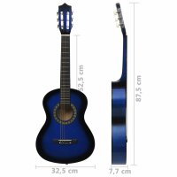 vidaXL Klassikgitarre f&uuml;r Anf&auml;nger und Kinder Blau 1/2 34&quot;