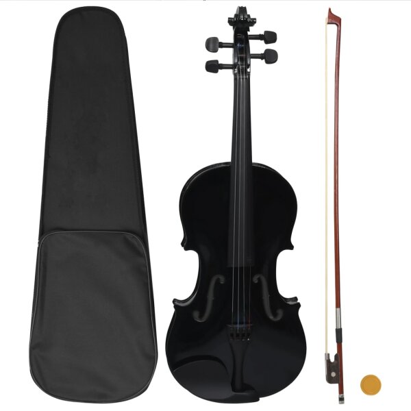 vidaXL Violine Komplettset mit Bogen und Kinnst&uuml;tze Schwarz 4/4