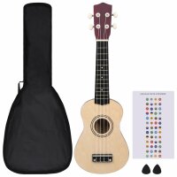 vidaXL Sopran-Ukulele-Set mit Tasche für Kinder Helles Holz 21"