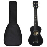 vidaXL Sopran-Ukulele-Set mit Tasche für Kinder Schwarz 21"