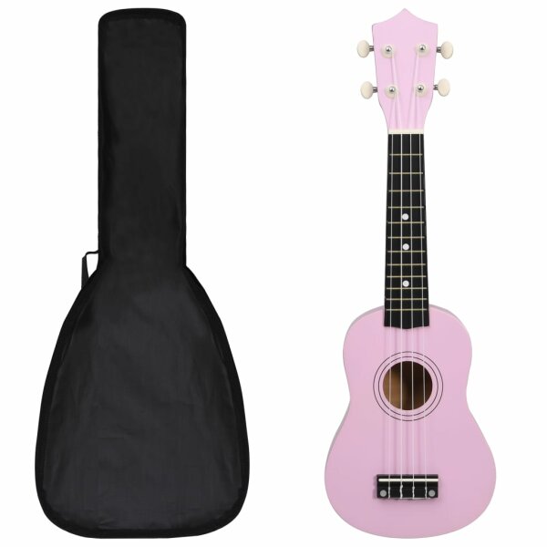 vidaXL Sopran-Ukulele-Set mit Tasche f&uuml;r Kinder Rosa 21&quot;