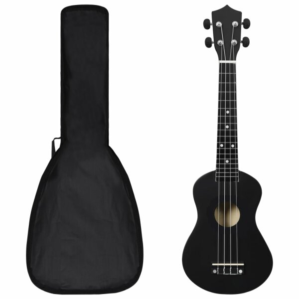 vidaXL Sopran-Ukulele-Set mit Tasche f&uuml;r Kinder Schwarz 23&quot;