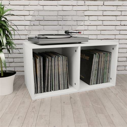 vidaXL Schallplatten-Aufbewahrungsbox Wei&szlig; 71x34x36 cm Holzwerkstoff