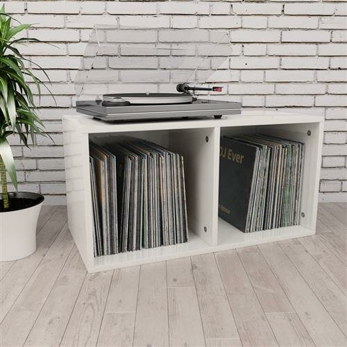 vidaXL Schallplatten-Aufbewahrungsbox Hochglanz-Wei&szlig; 71x34x36 cm