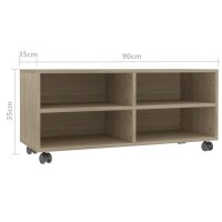 vidaXL TV-Schrank mit Rollen Sonoma-Eiche 90x35x35 cm Holzwerkstoff