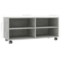 vidaXL TV-Schrank mit Rollen Betongrau 90x35x35 cm Holzwerkstoff