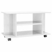 vidaXL TV-Schrank mit Rollen Hochglanz-Wei&szlig; 80x40x40 cm Holzwerkstoff