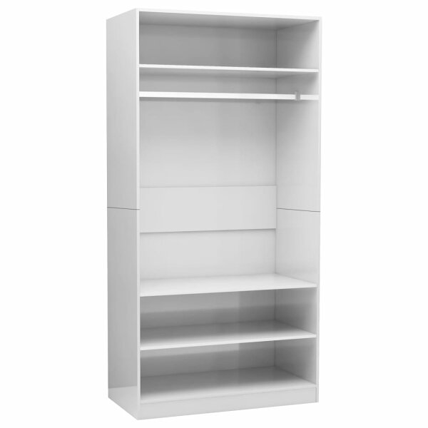 vidaXL Kleiderschrank Hochglanz-Wei&szlig; 100x50x200 cm Holzwerkstoff