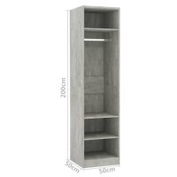 vidaXL Kleiderschrank Betongrau 50x50x200 cm Holzwerkstoff