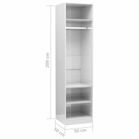 vidaXL Kleiderschrank Hochglanz-Wei&szlig; 50x50x200 cm Holzwerkstoff