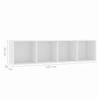 vidaXL B&uuml;cherregal/TV-Schrank Wei&szlig; 143&times;30&times;36 cm