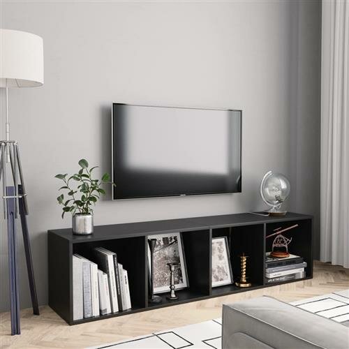 vidaXL B&uuml;cherregal/TV-Schrank Schwarz 143&times;30&times;36 cm