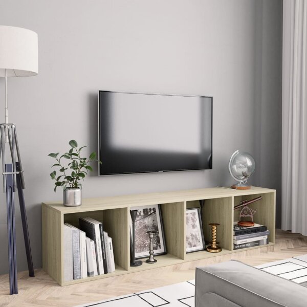 vidaXL B&uuml;cherregal/TV-Schrank Sonoma-Eiche 143&times;30&times;36 cm