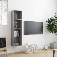 vidaXL B&uuml;cherregal/TV-Schrank Betongrau 143&times;30&times;36 cm