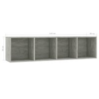 vidaXL B&uuml;cherregal/TV-Schrank Betongrau 143&times;30&times;36 cm