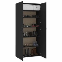 vidaXL Schuhschrank Schwarz 80x35,5x180 cm Holzwerkstoff