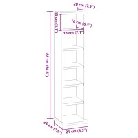 vidaXL CD-Schrank Betongrau 21x20x88 cm Holzwerkstoff